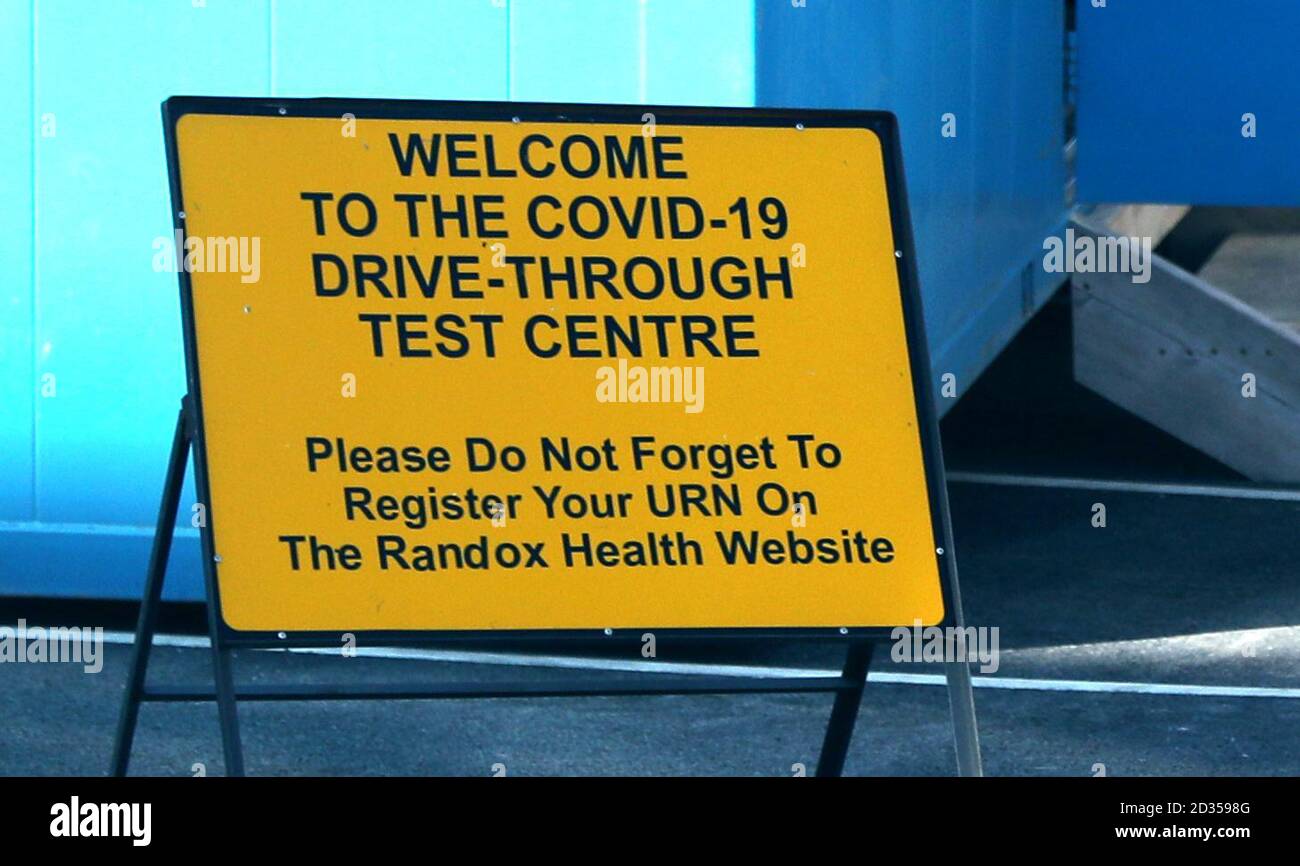 A sign at a new covid-19 test centre in Liverpool, as the UK continues in lockdown to help curb the spread of the coronavirus. Stock Photo