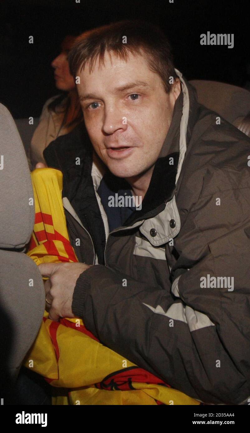 Kenny Richey who spent more than two decades on Death Row arrives back home at Edinburgh Airport this evening. Stock Photo