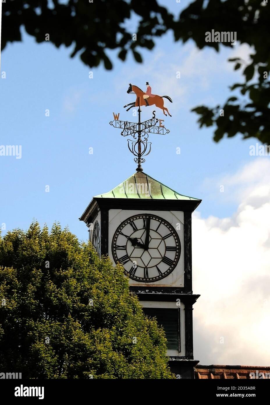 Royal Dublin Horse Show clock tower with weather vane Stock Photo