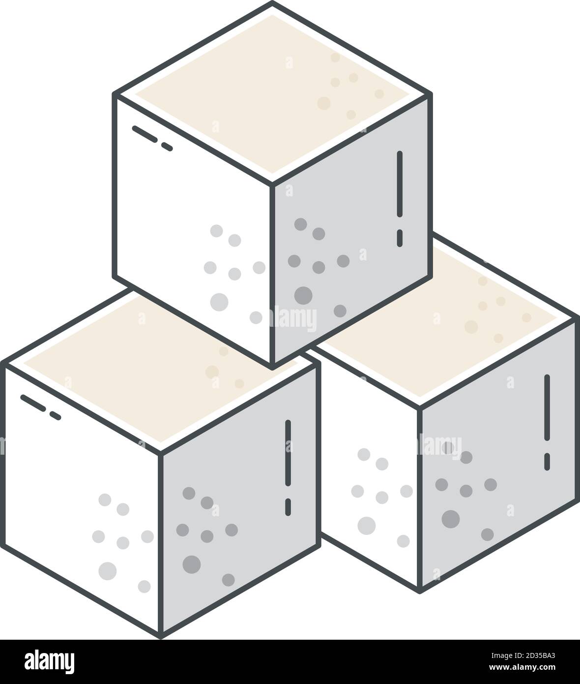 sugar cubes sweet ingredient line and fill vector illustration Stock