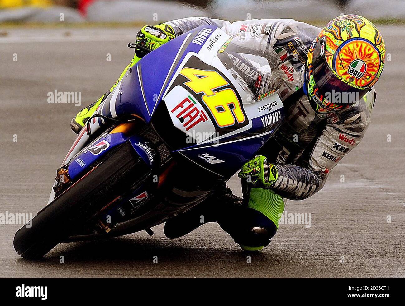 Yamaha's Italian rider Valentino Rossi qualifies in second place for tomorrow's British MotoGP Grand Prix at Donington Park. Stock Photo