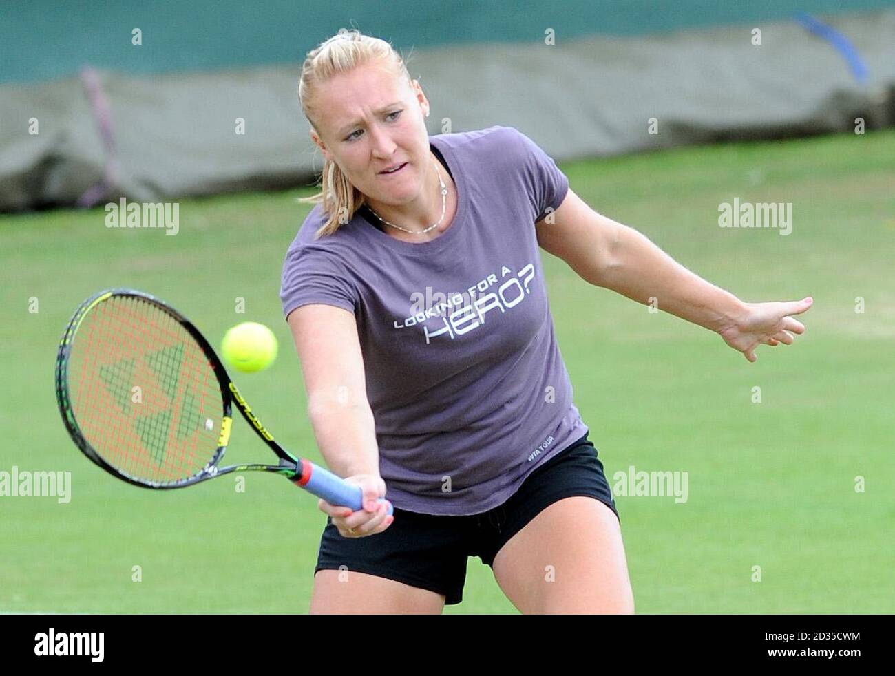 Great Britain's Elena Baltacha in action during a practice session for the Wimbledon Championships 2008 at the All England tennis Club in Wimbledon. Stock Photo