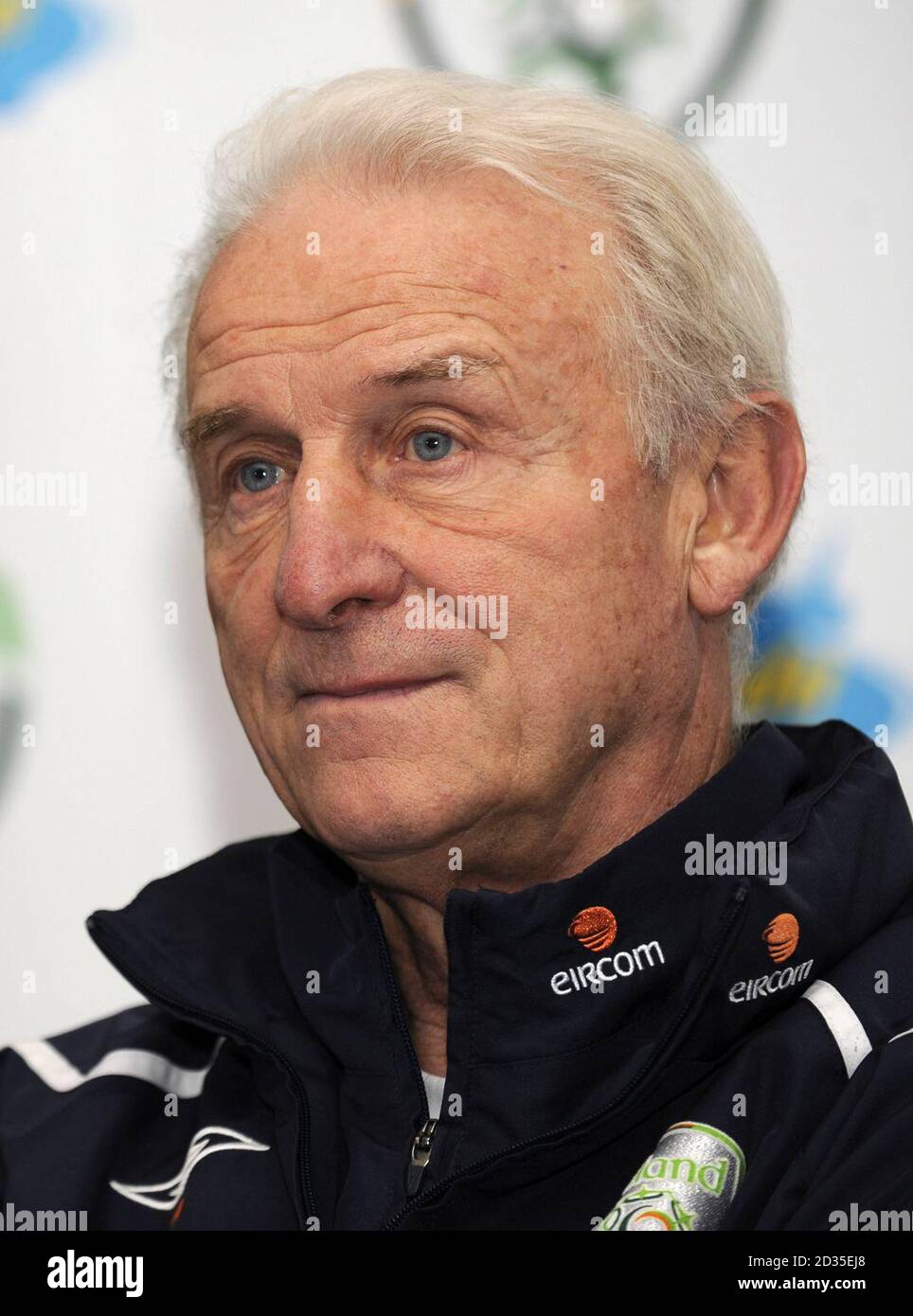 Republic of Ireland manager Giovanni Trapattoni during a press conference to announce a sponsorship agreement with Lucozade Sport, at the Grand Hotel in Malahide, Ireland. Stock Photo