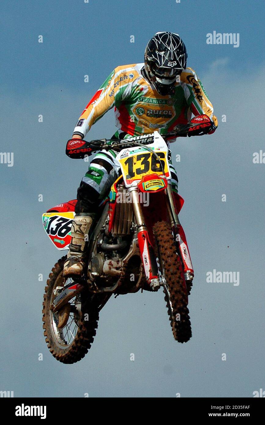 Lithuania's Vytautas Bucas during a practice session ahead of the Red Bull Motocross of Nations race at Donington Park, Derby. Stock Photo