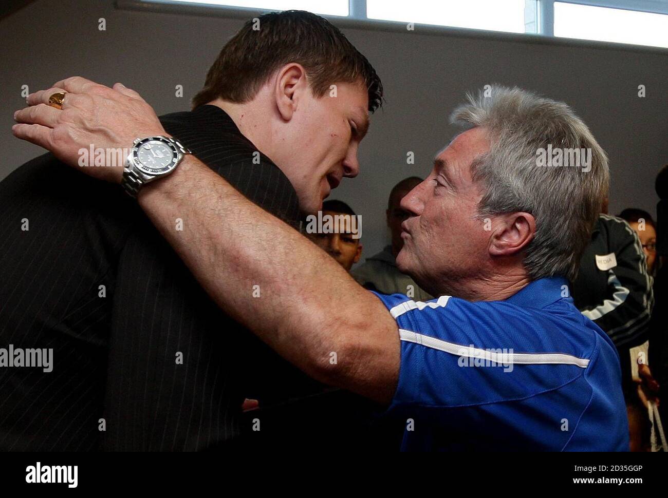 Boxer Ricky Hatton and father, Ray, during the opening of Hatton Health and Fitness Gym at Hatton House, Hyde, Cheshire. Stock Photo
