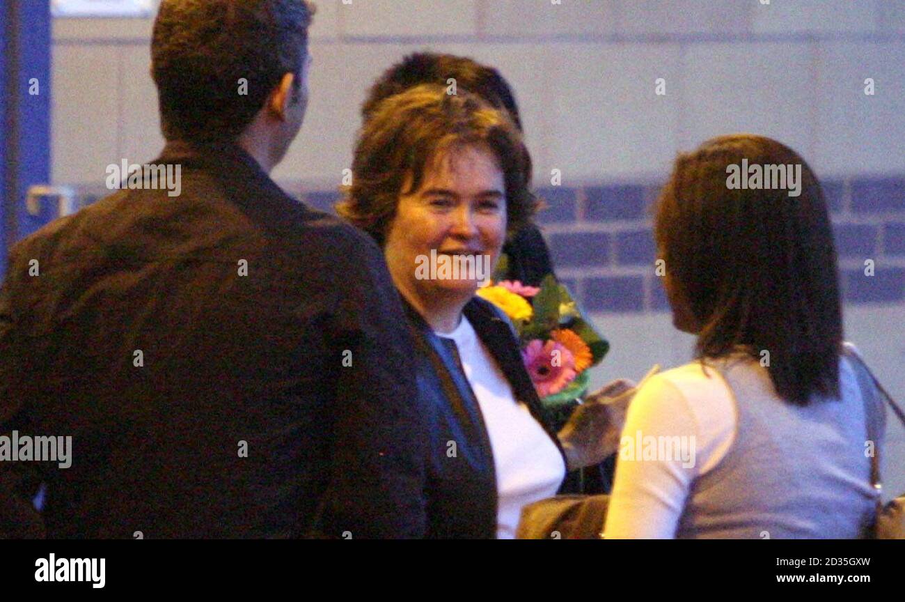 Britain's Got Talent contestant Susan Boyle outside the Birmingham National Indoor Arena after the first show of Britain's Got Talent live tour. Stock Photo