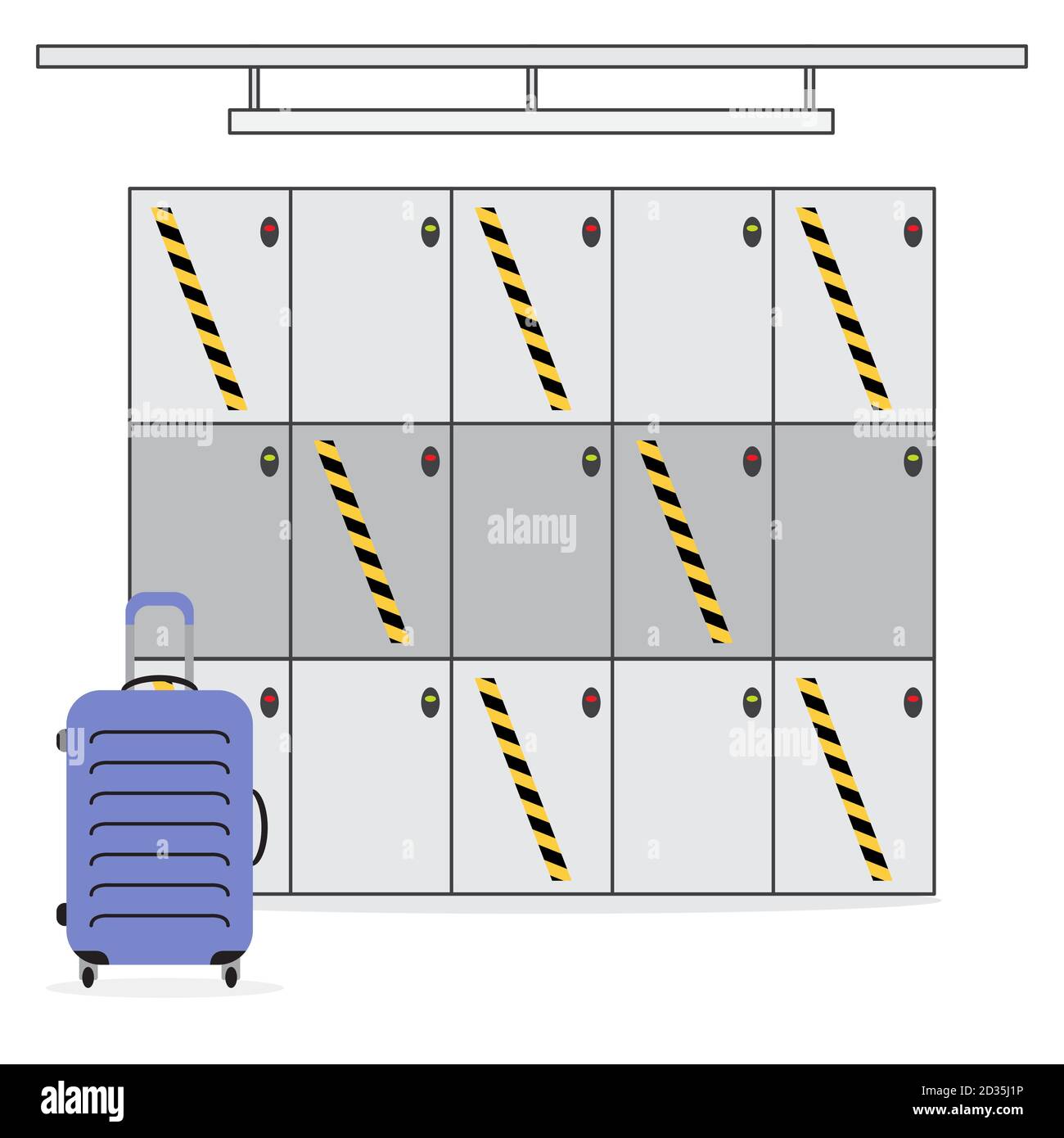 Vector illustration Luggage storage. New normal after COVID19 pandemic