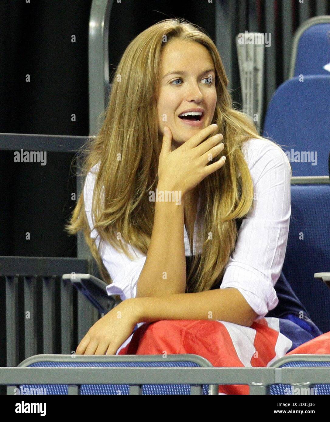 Kim Sears Girlfriend Of Great Britain S Andy Murray Watches His Davis Cup Match Against Poland S Michal Przysiezny During The Davis Cup Euro Africa Group I Relegation Tie At The Echo Arena Liverpool Stock