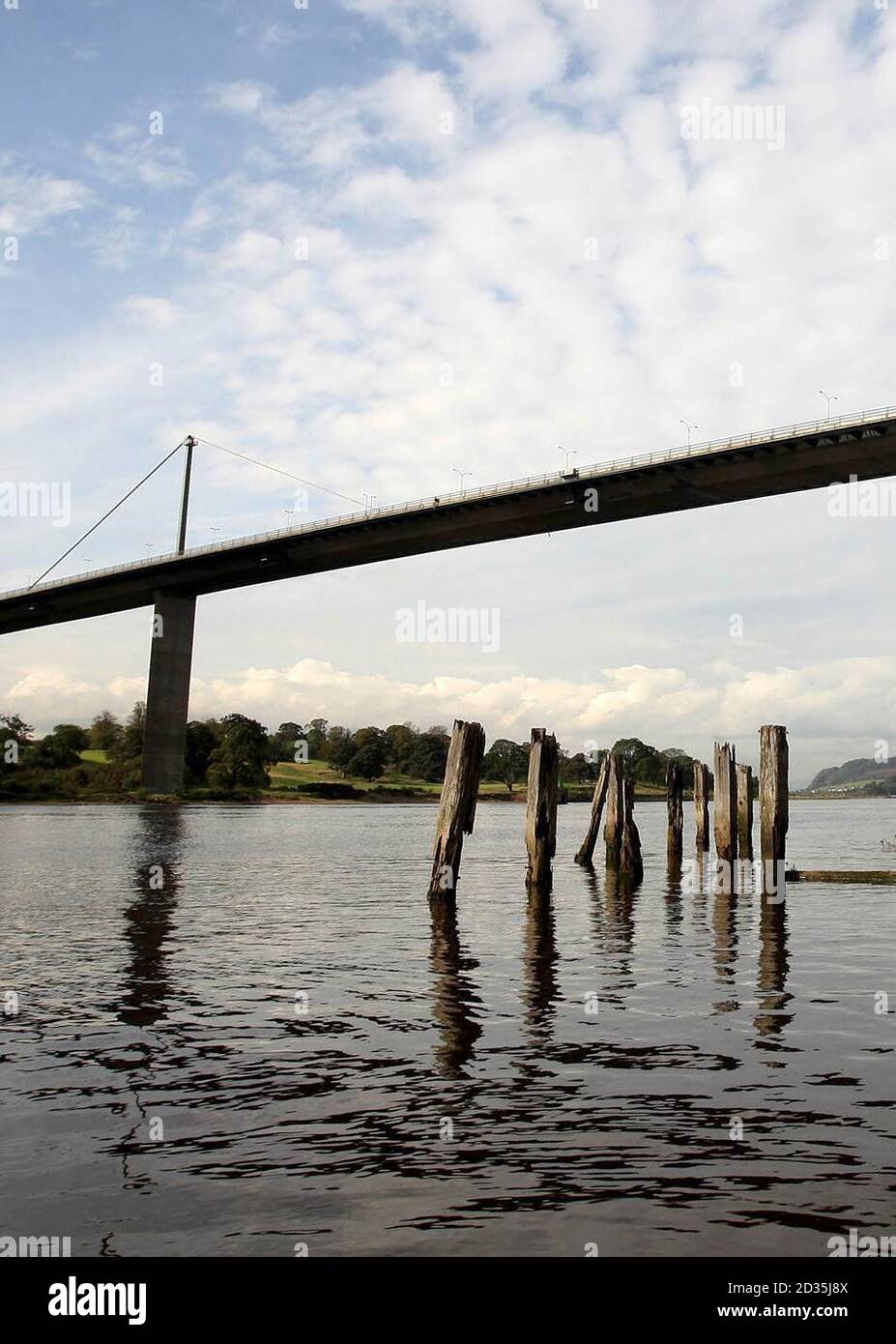 A general view of Erskine Bridge near Glasgow, seen from Old Kilpatrick, where two women died after jumping from the bridge into the river. Stock Photo