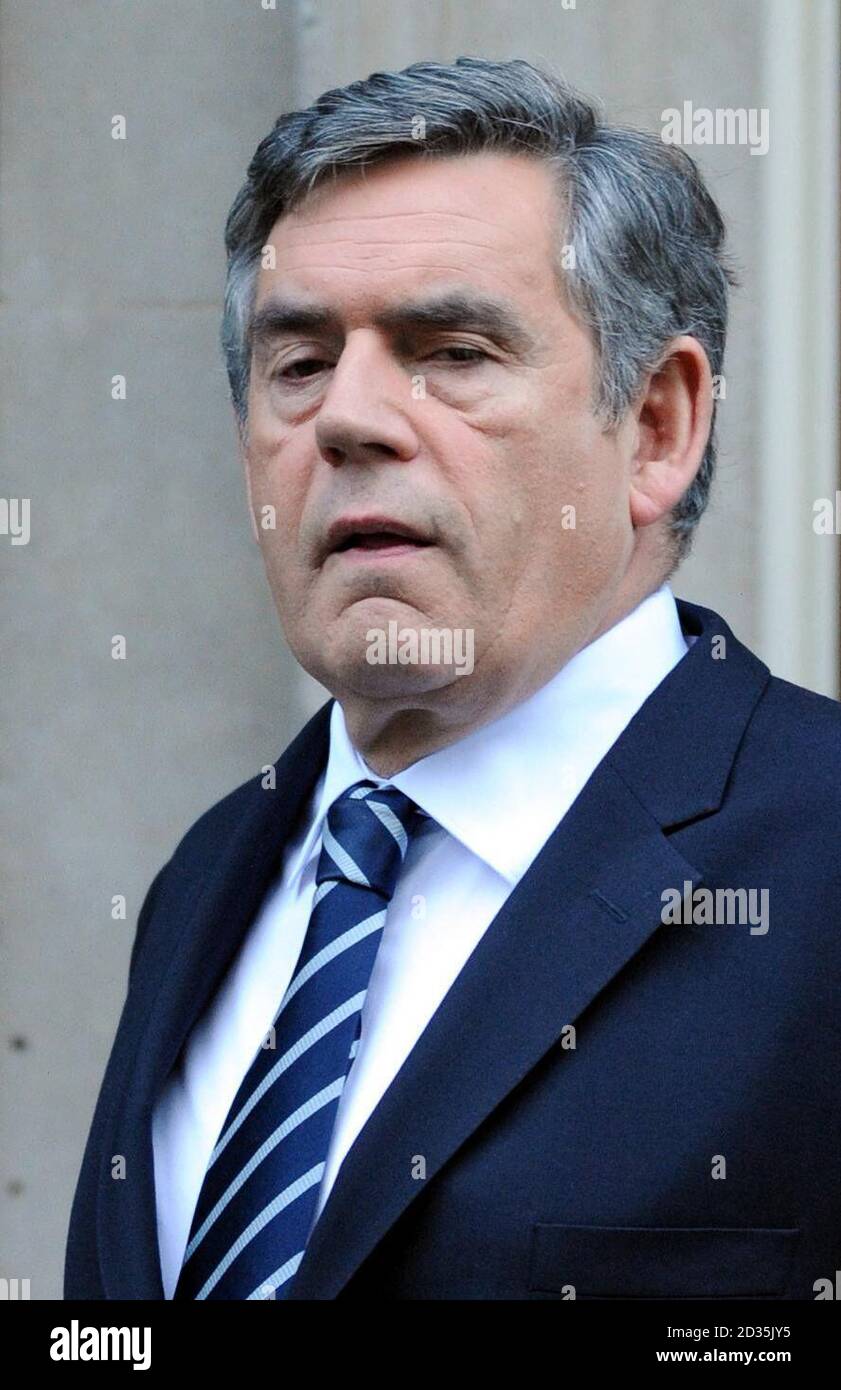 Prime Minister Gordon Brown departs from 10 Downing Street, London for