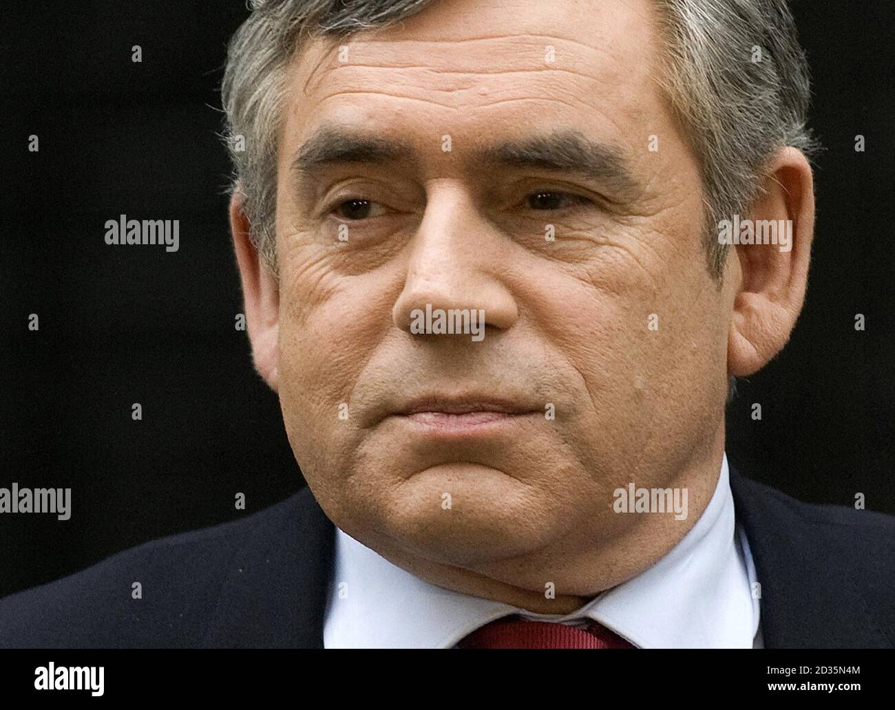Prime Minister Gordon Brown returns to Downing Street with the polls pointing to a hung parliament and no party having an overall majority after the 2010 General Election. Stock Photo