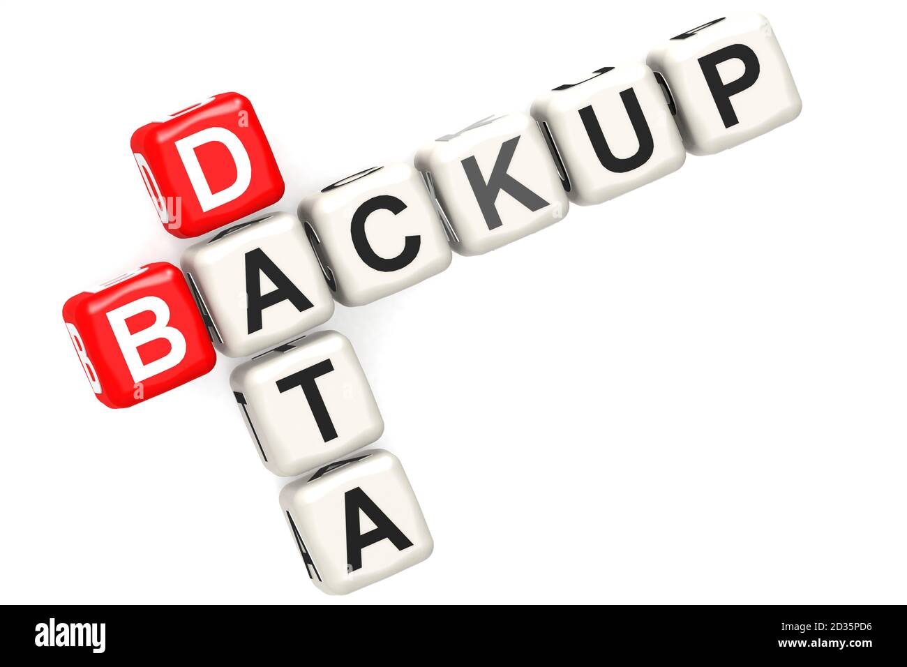 Backup data word with red and white block, 3D rendering Stock Photo