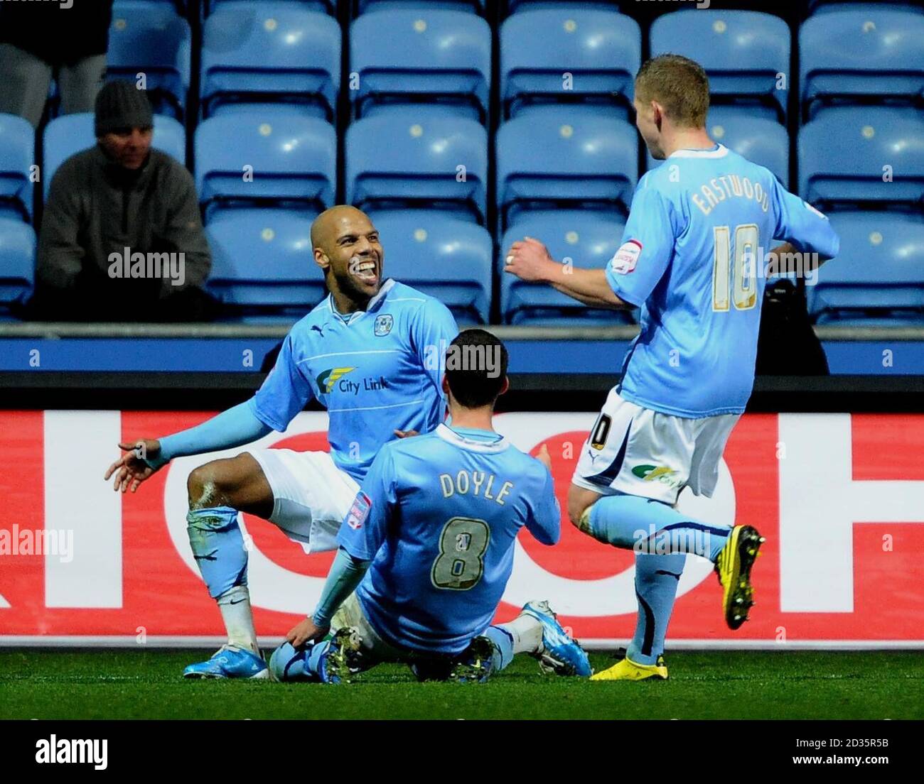 Coventry's Marlon King (left) celebrates his goal with Michael Doyle