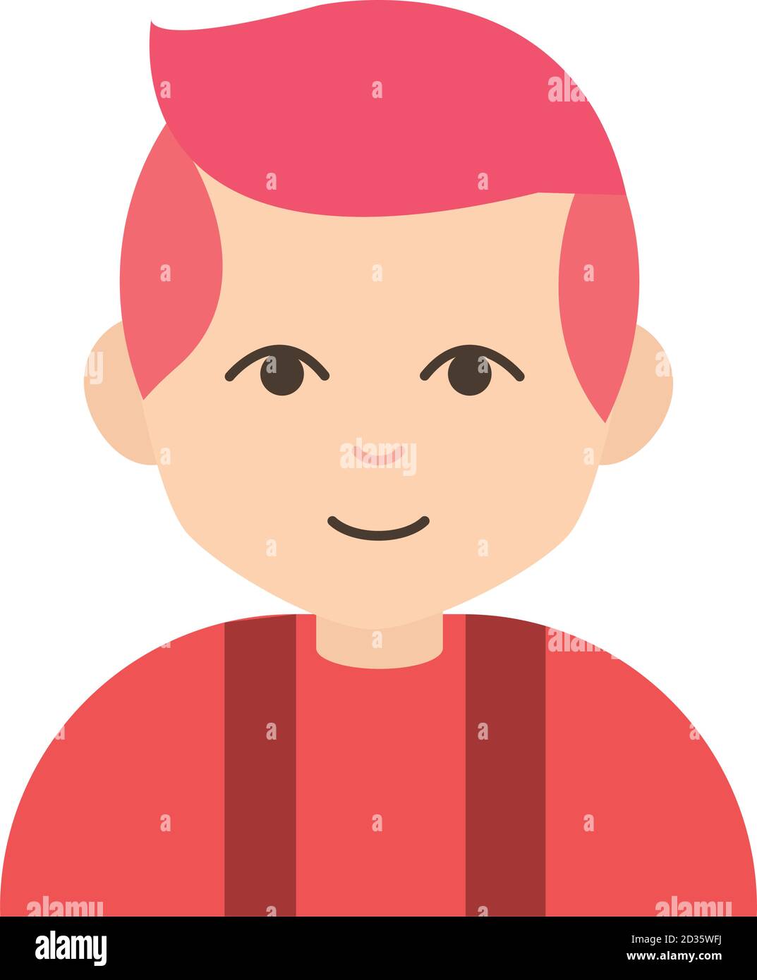 young boy with hair red cartoon character flat icon vector illustration