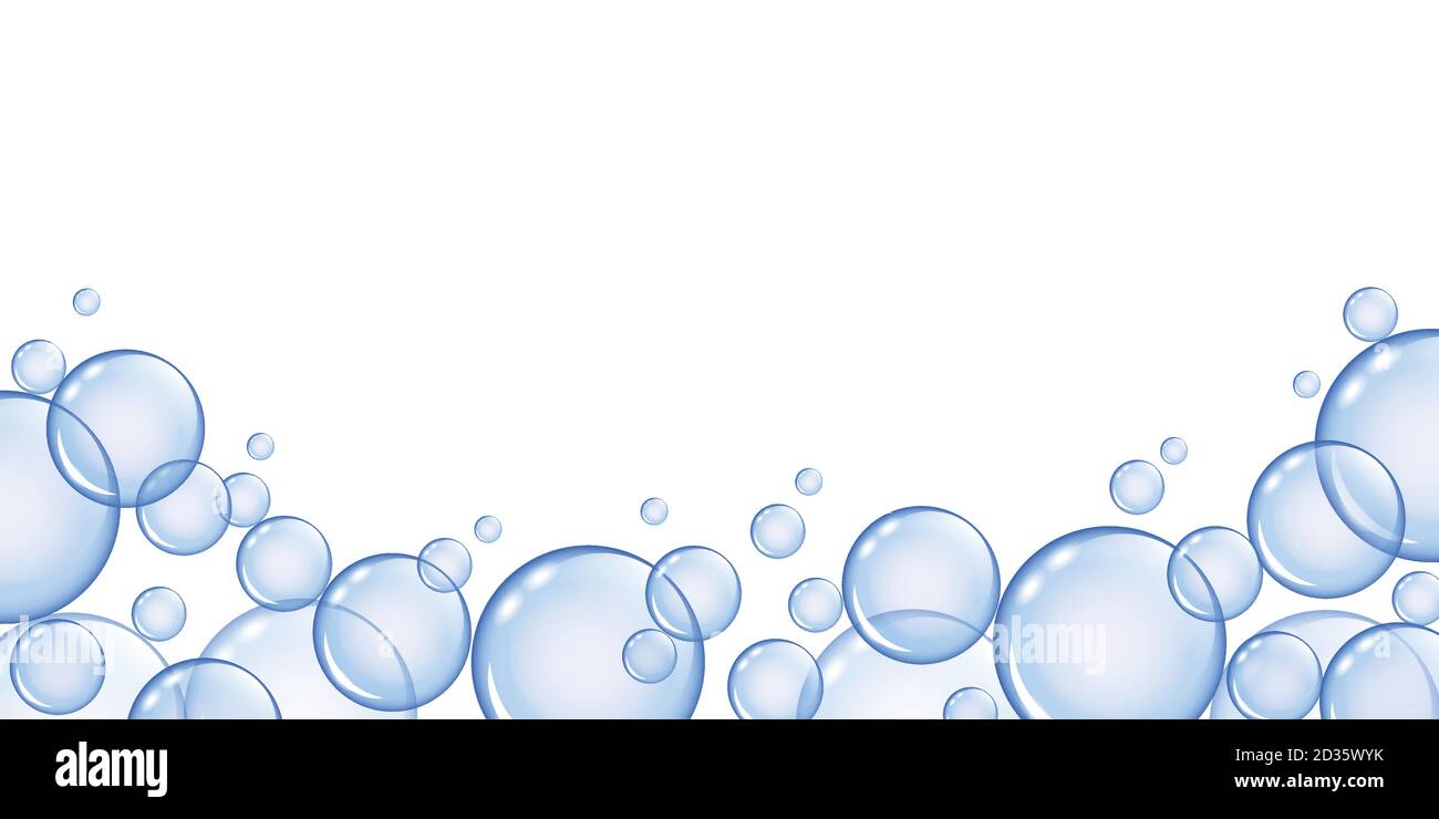 transparent soap bubble background border isolated on white vector