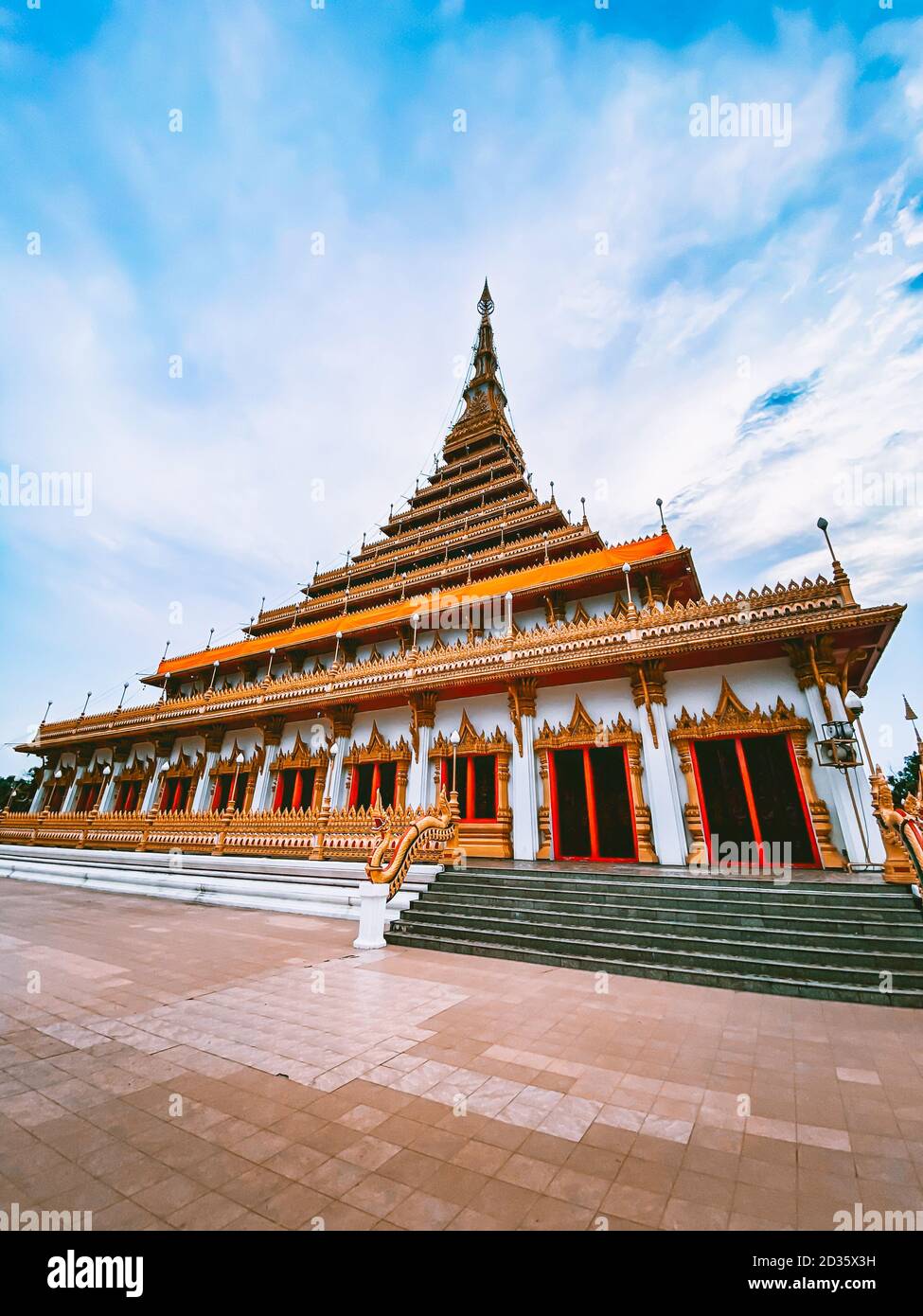 Walking around temples nong wang and Chao Por Lak Muang in Khon Kaen city in Thailand Stock Photo