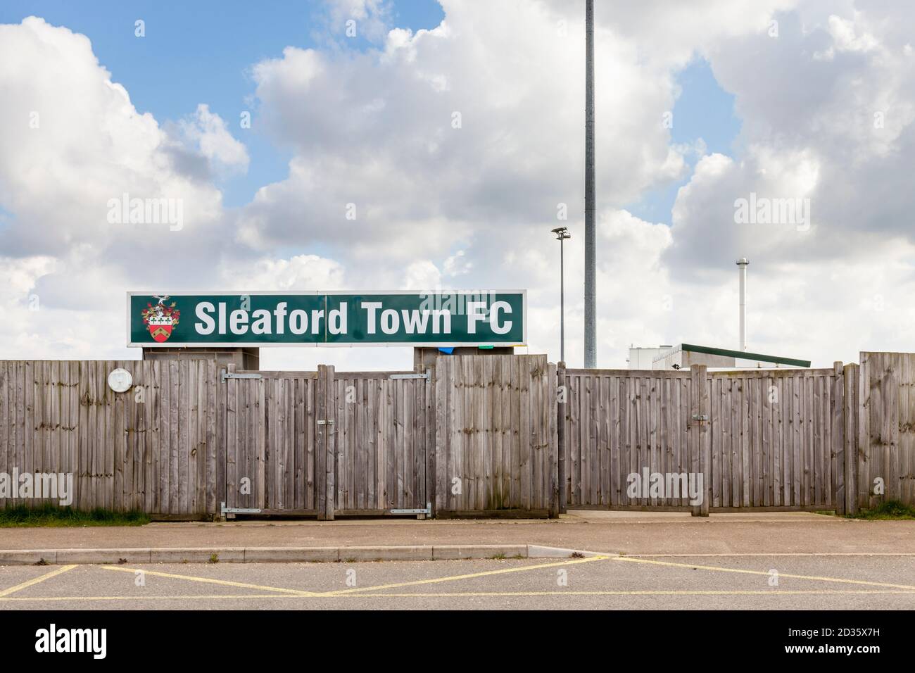 Sleaford Town FC football ground at Eslaforde Park, Sleaford, Lincolnshire, England, UK Stock Photo