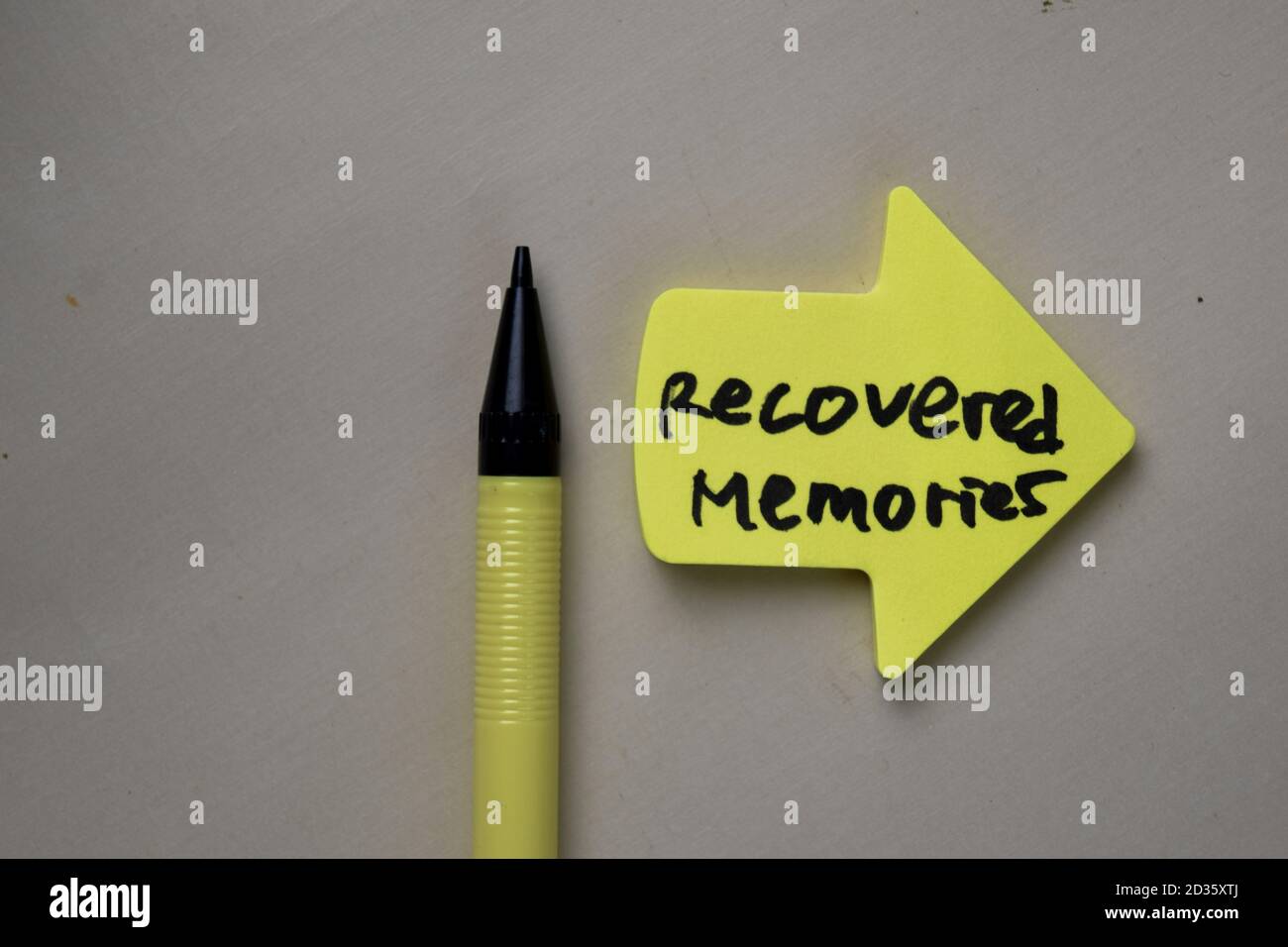 Recovered Memories write on sticky notes isolated on office desk Stock