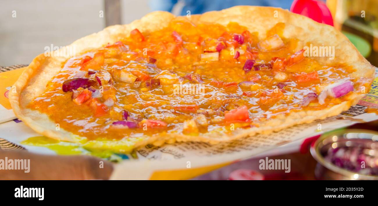 Tasty Rajasthani breakfast Dal Pakwan, the daal with dhaniya chutney