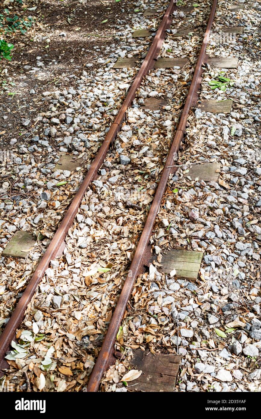 Tracks for miniature railway, Littlehampton, West Sussex, UK Stock