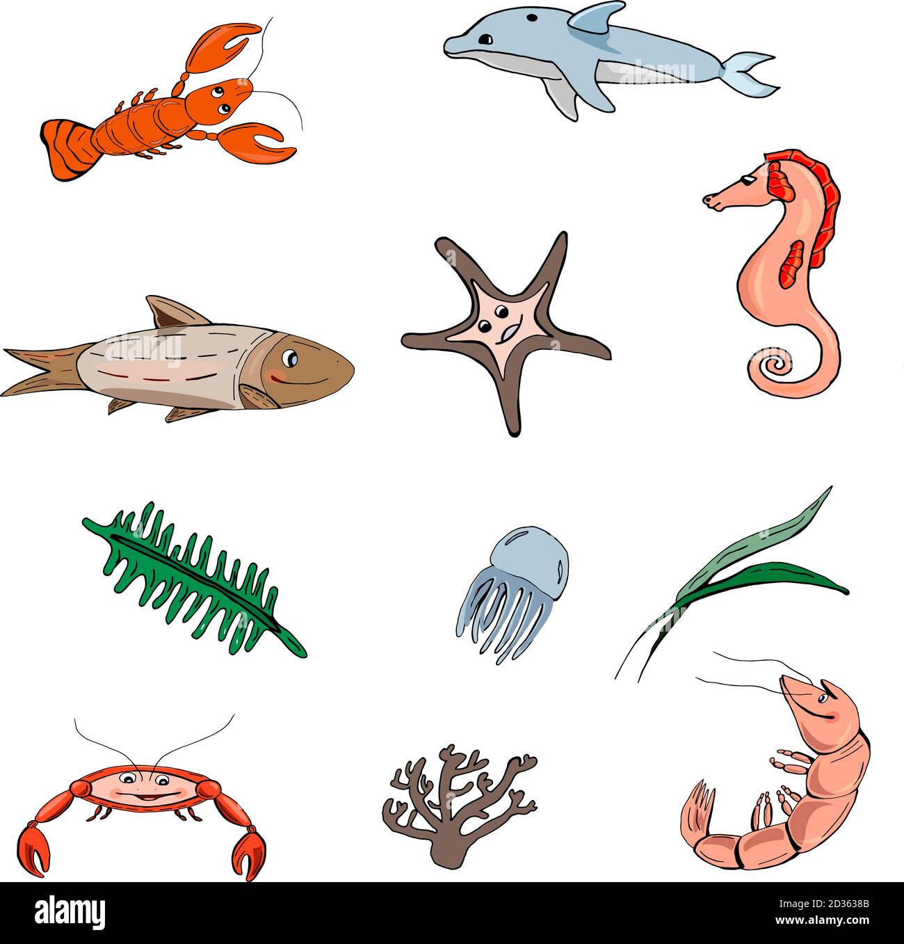 Cute sea animals set. Children drawings, hand drawn underwater life. Doodle style animals set for design. Vector illustration Stock Vector Image & Art - Alamy Cute sea animals set. Children drawings, hand drawn underwater life. Doodle style animals set for design. Vector illustration Stock Vector Image & Art - Alamy