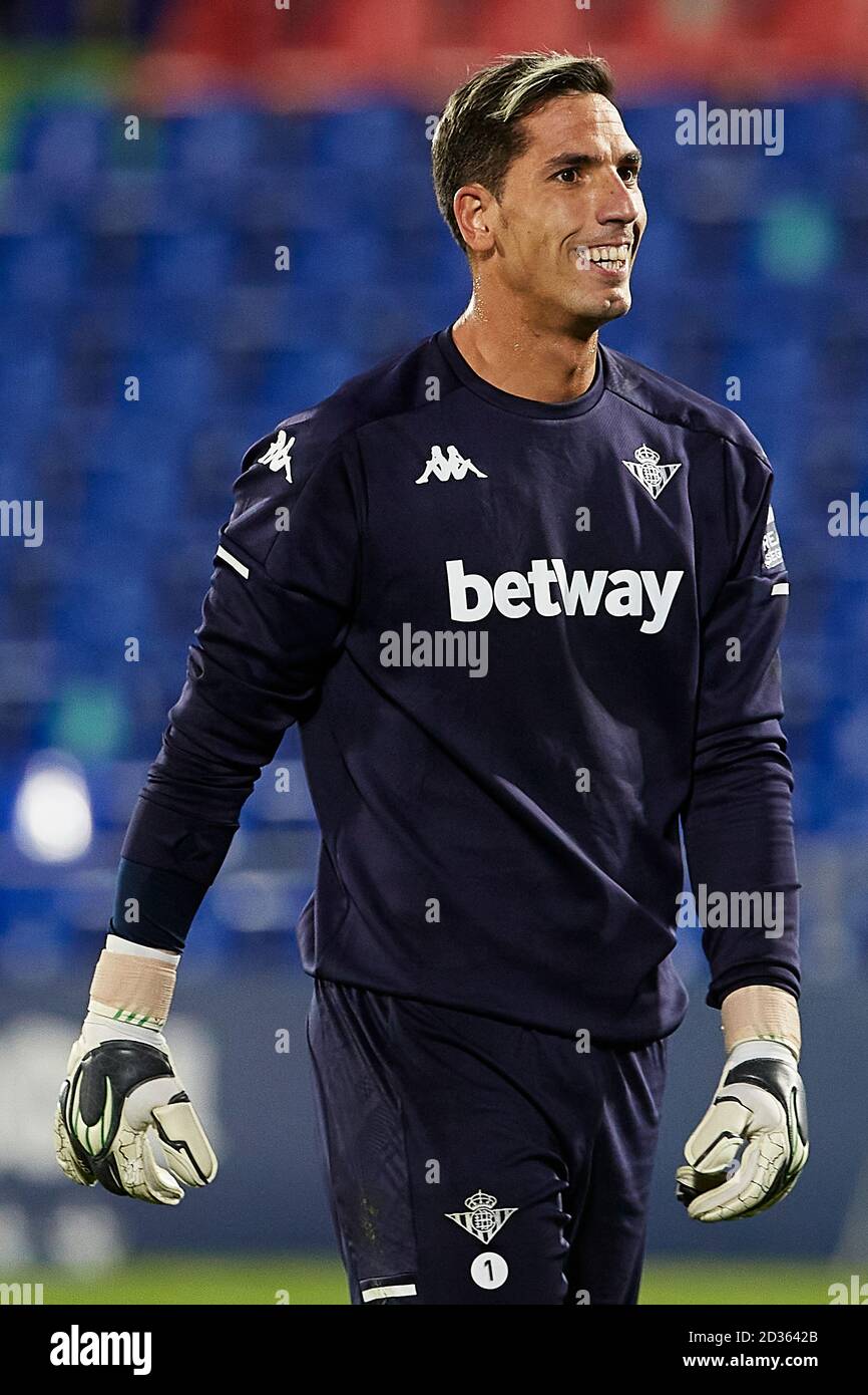 Getafe, Spain. 29th Sep, 2020. Joel Robles of Real Betis during the La Liga match between Getafe CF and Real Betis played at Coliseum Alfonso Perez Stadium on September 29, 2020 in Getafe, Spain. (Photo by Ana Marcos/PRESSINPHOTO) Credit: Pro Shots/Alamy Live News Stock Photo