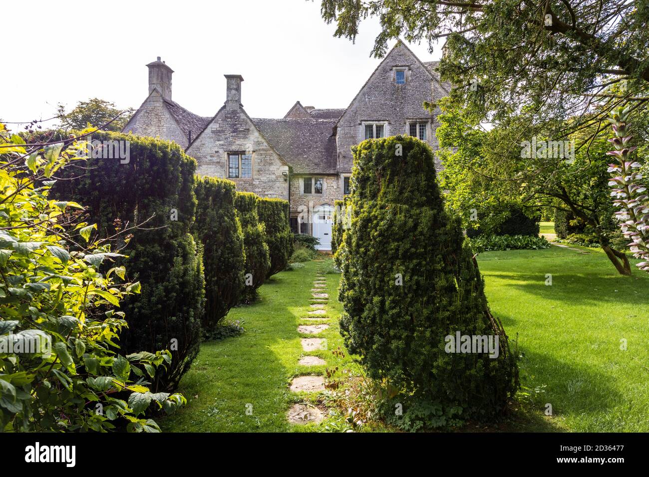 Overcourt, a manor house dating back to the 14th century, in the Cotswold village of Bisley, Gloucestershire UK Stock Photo