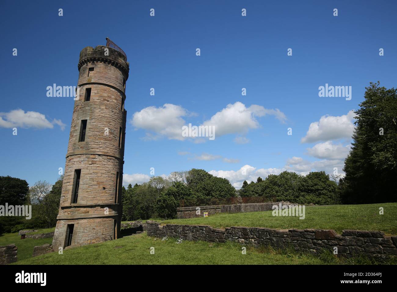 Irvine  May 2019. Eglington Castle, Eglington Country Park Irvine.The ruins of a large Gothic castellated mansion in Kilwinning, North Ayrshire, Scotl Stock Photo