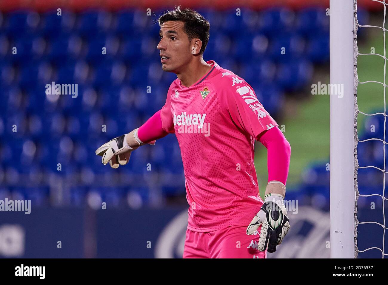Getafe, Spain. 29th Sep, 2020. Joel Robles of Real Betis during the La Liga match between Getafe CF and Real Betis played at Coliseum Alfonso Perez Stadium on September 29, 2020 in Getafe, Spain. (Photo by Ruben Albarran/PRESSINPHOTO) Credit: Pro Shots/Alamy Live News Stock Photo