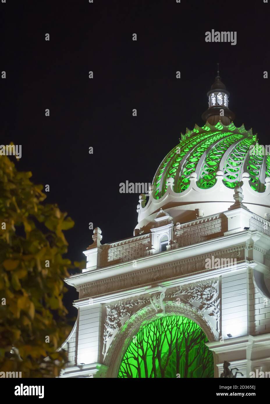 Kazan, Russia, September 17, 2020. Palace of agriculture at night. Ministry of agriculture of Tatarstan is located here. Stock Photo