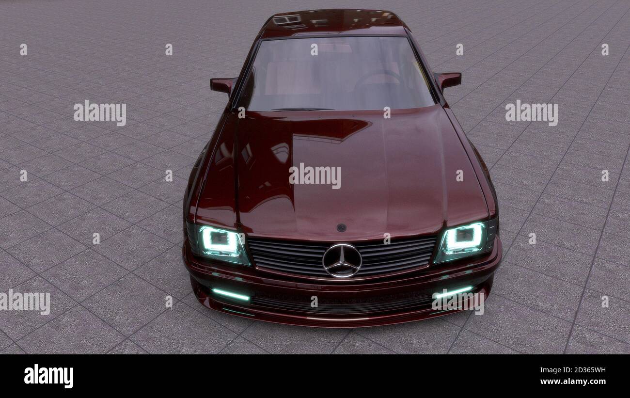 WINE RED CAR FRONT RENDER Stock Photo - Alamy