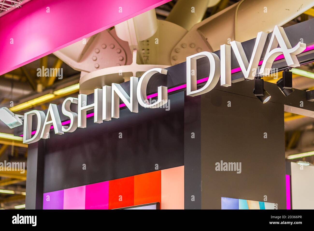 BOLOGNA (BO), ITALY - MARCH 14, 2019: light is enlightening DASHING DIVA brand logo at COSMOPROF, trade show of the beauty industry Stock Photo