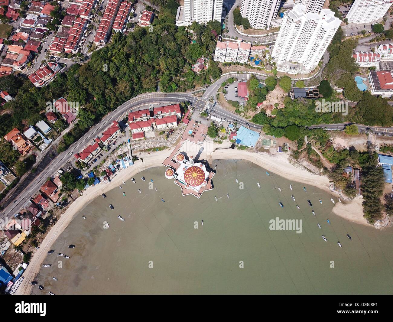 Georgetown, Penang/Malaysia - Mar 03 2020: Bird eye view Floating