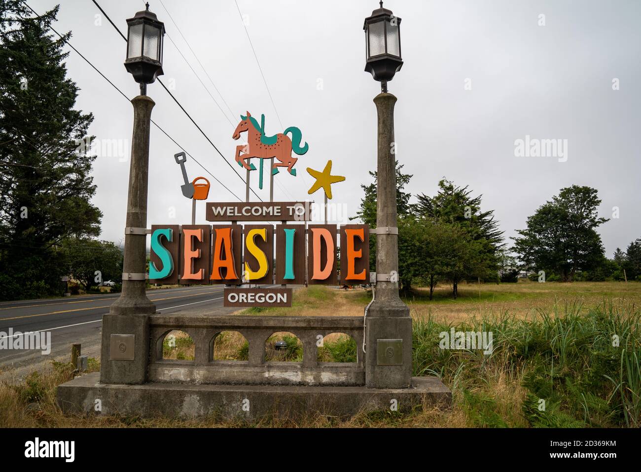 Seaside, Oregon August 1, 2020 sign for the coastal town of