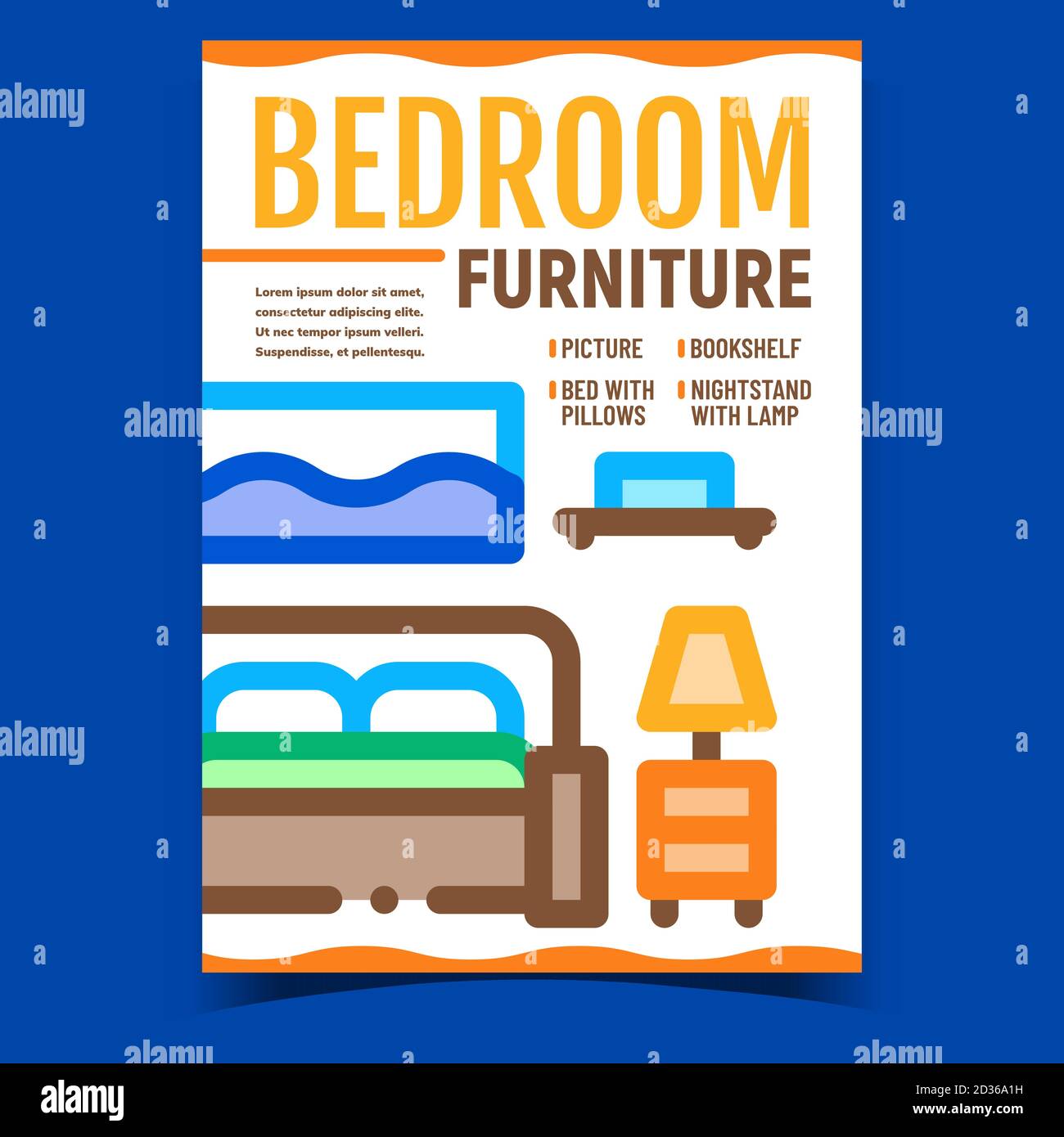 Bedroom Furniture Creative Promo Poster Vector Stock Vector Image & Art