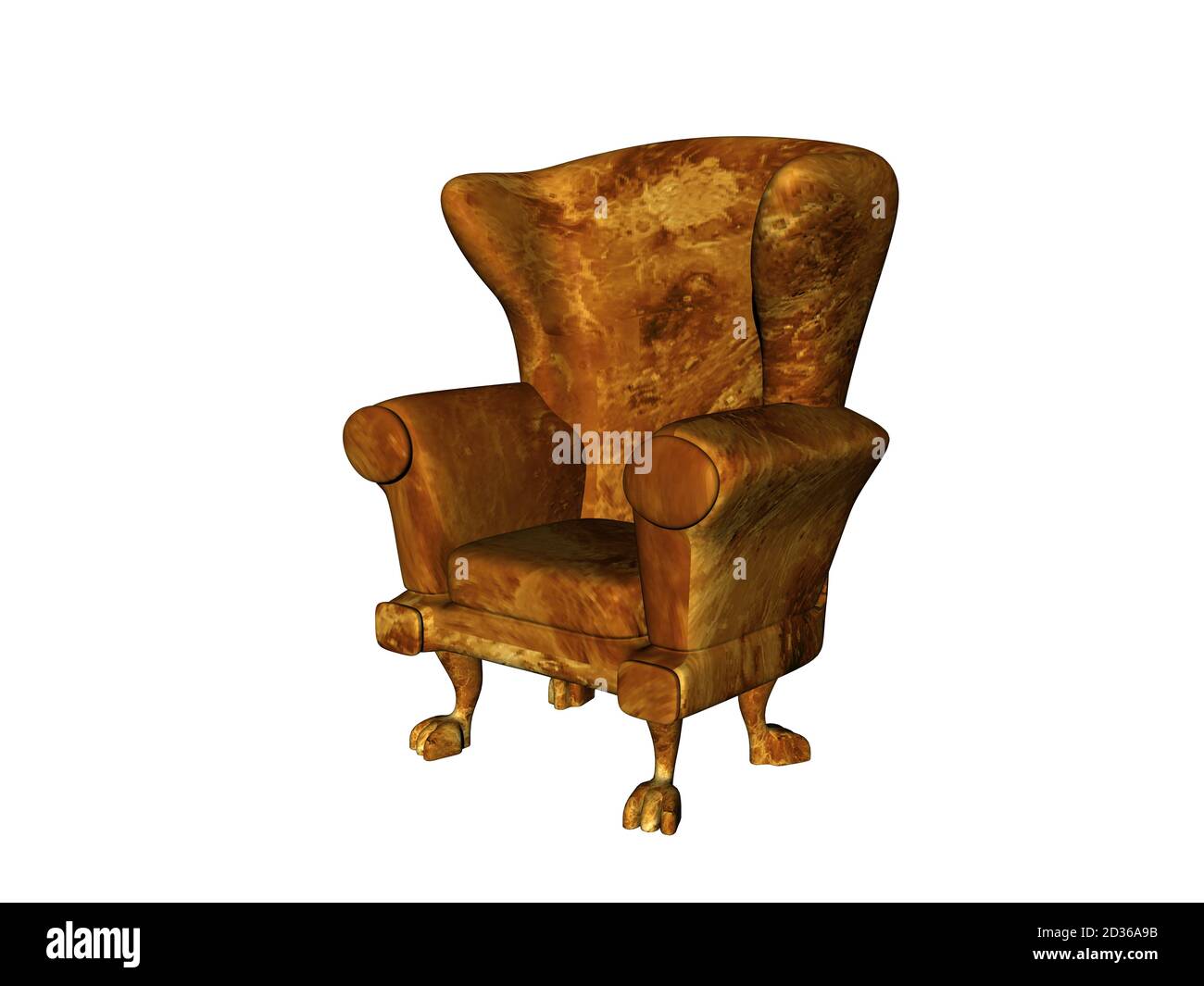 old brown upholstered leather armchair Stock Photo