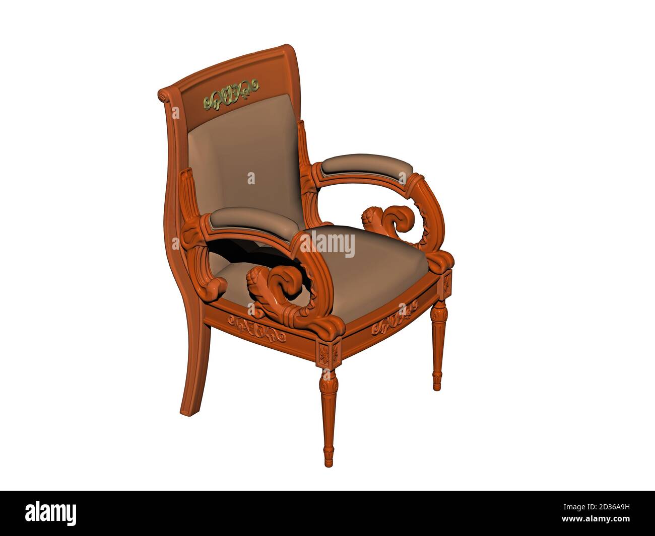 old fashioned wooden desk chair with upholstery Stock Photo Alamy
