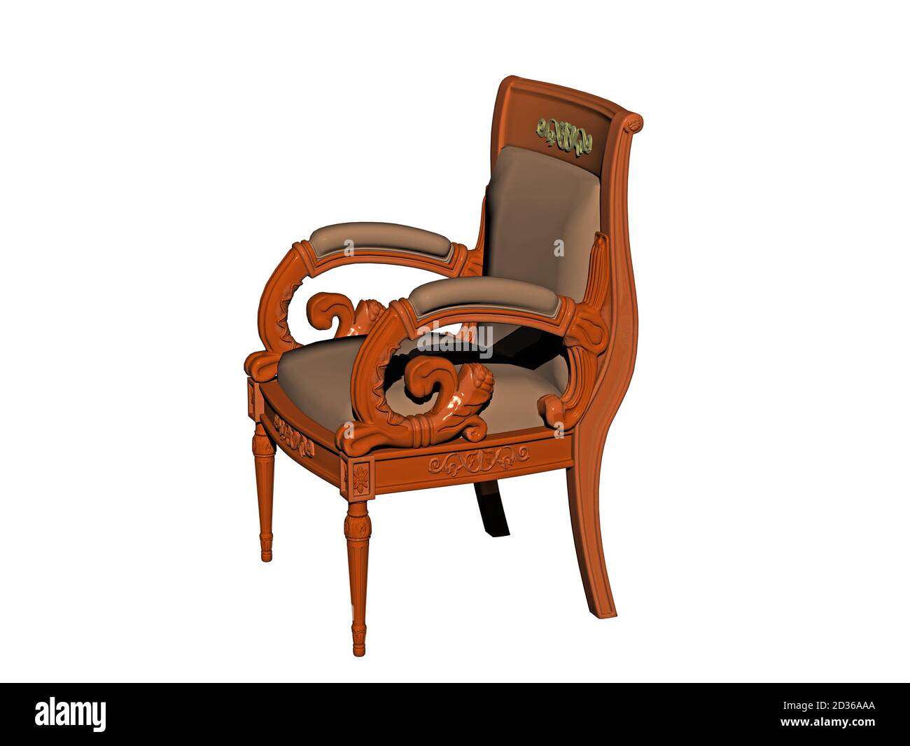 old fashioned wooden desk chair with upholstery Stock Photo Alamy