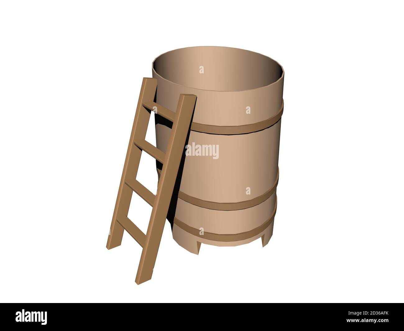 wooden hot tub with ladder Stock Photo