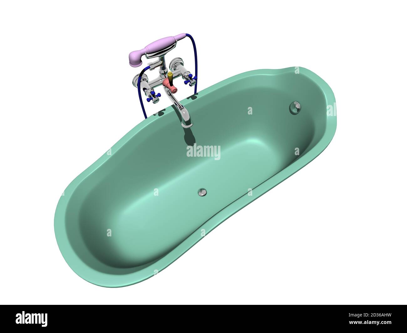 green bathtub with taps Stock Photo Alamy