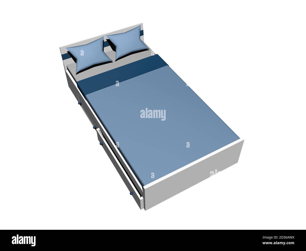 wooden double bed with bed linen Stock Photo Alamy