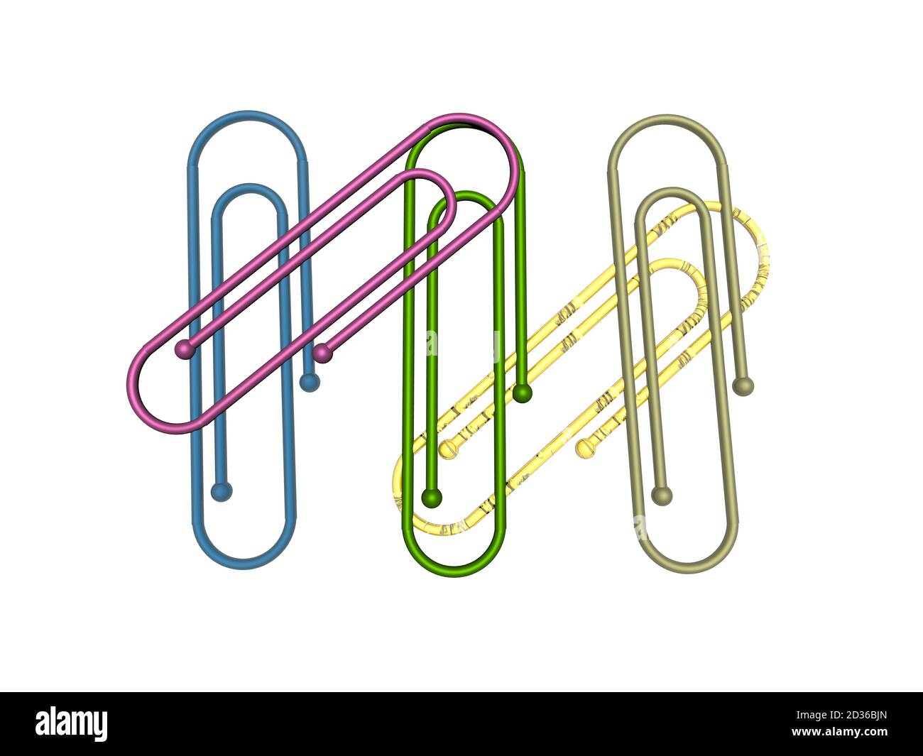 colorful metallic paper clips for stapling Stock Photo