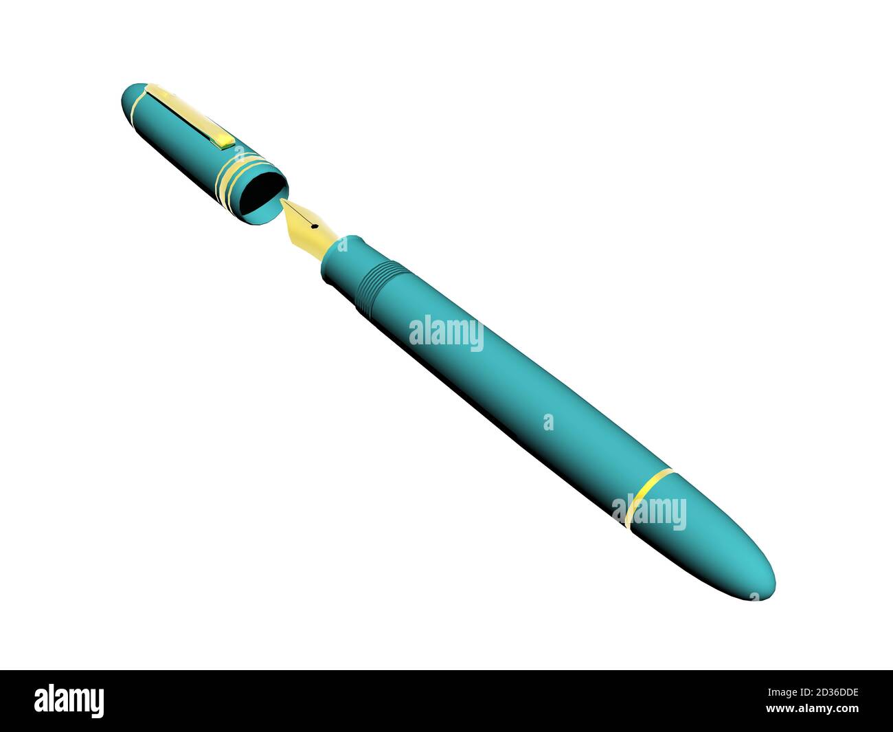 green ink fountain pen with cap Stock Photo - Alamy