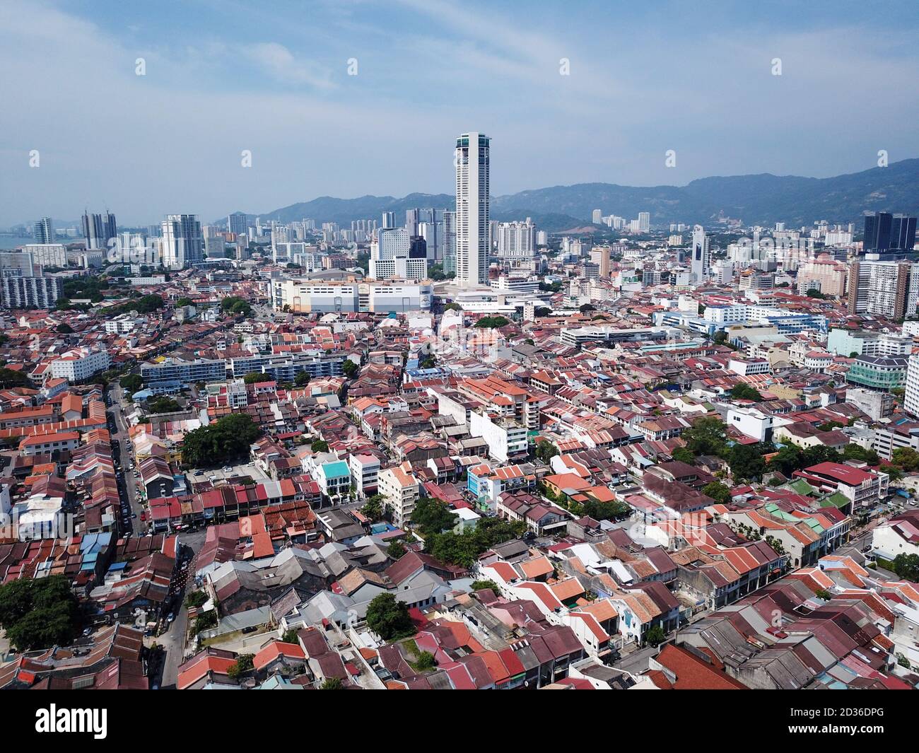 Georgetown, Penang/Malaysia - Mar 17 2020: Georgetown heritage city in blue sky. Stock Photo