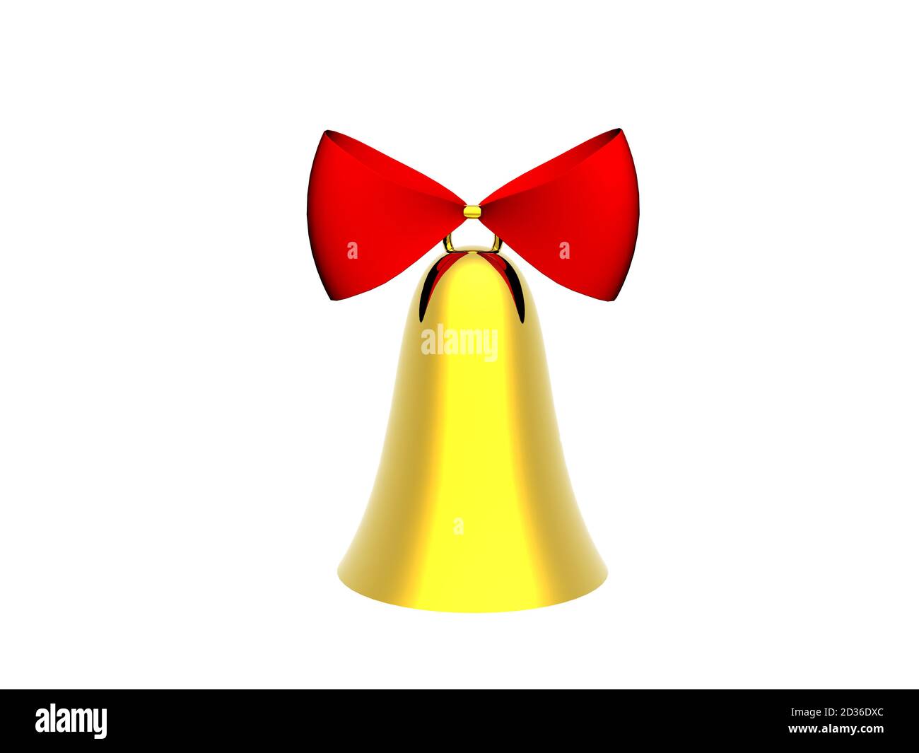golden bell with red bow Stock Photo Alamy