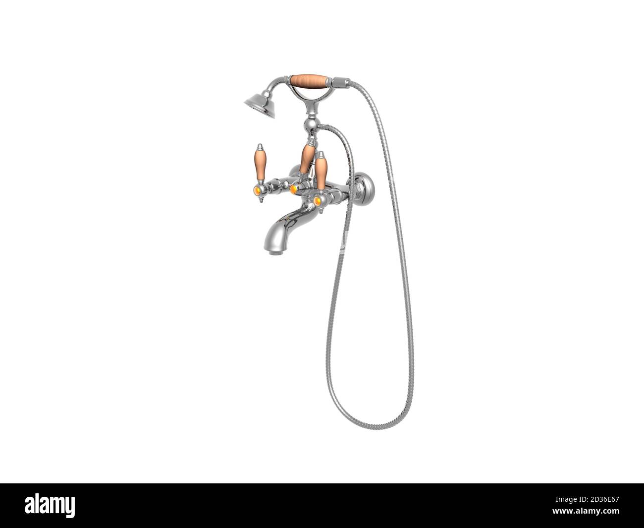golden bathtub tap with shower and hose Stock Photo - Alamy