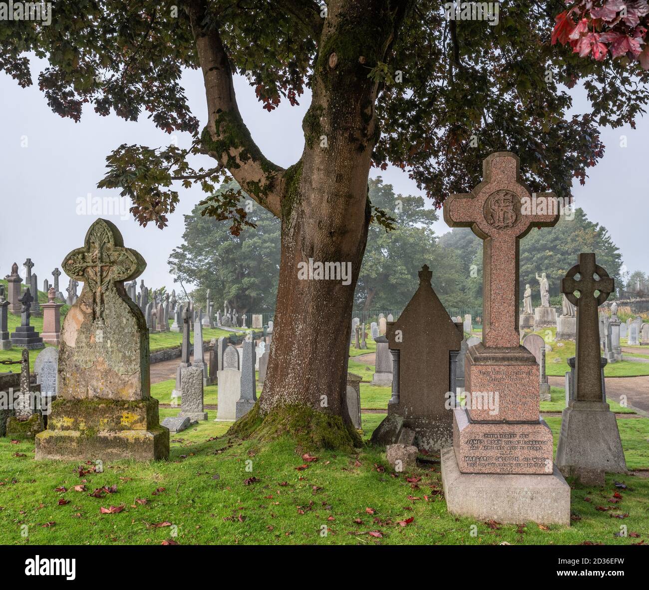 Scotland, Stirling, 02/10/2020 - Old Town Cemetery with head stones and statues. Stock Photo