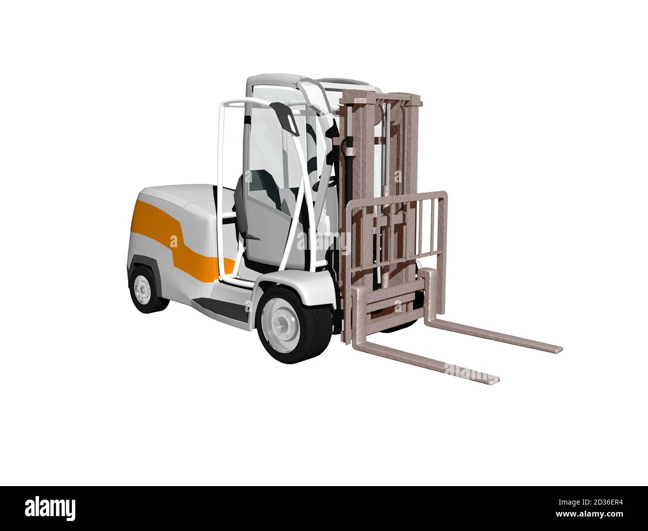 Forklift with steel tines in the warehouse Stock Photo Alamy
