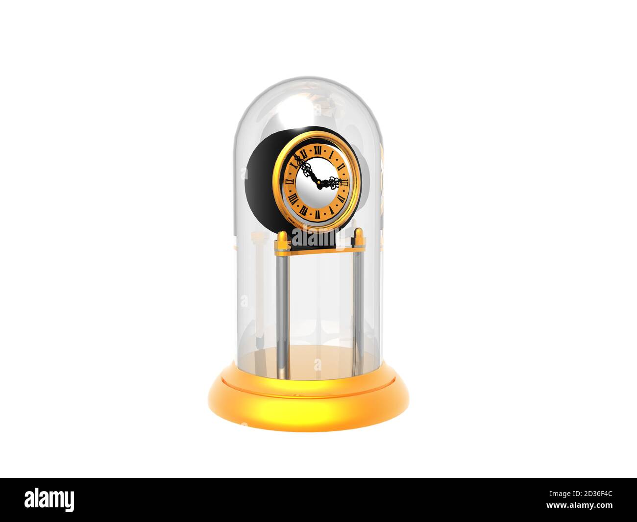 golden mantle clock under glass dome Stock Photo Alamy