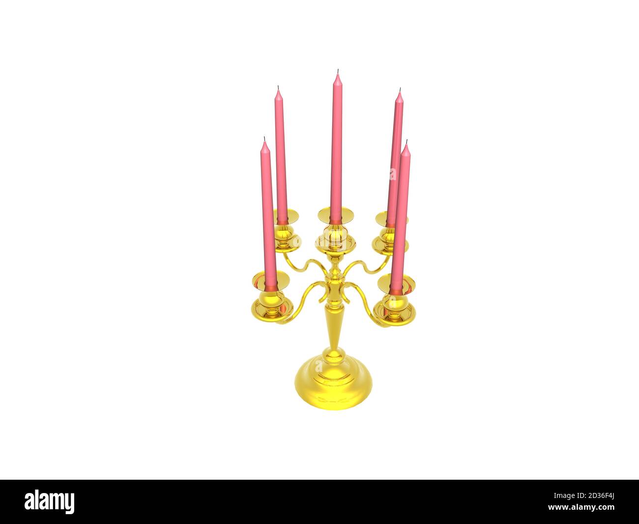 metallic candelabrum with pink candles Stock Photo